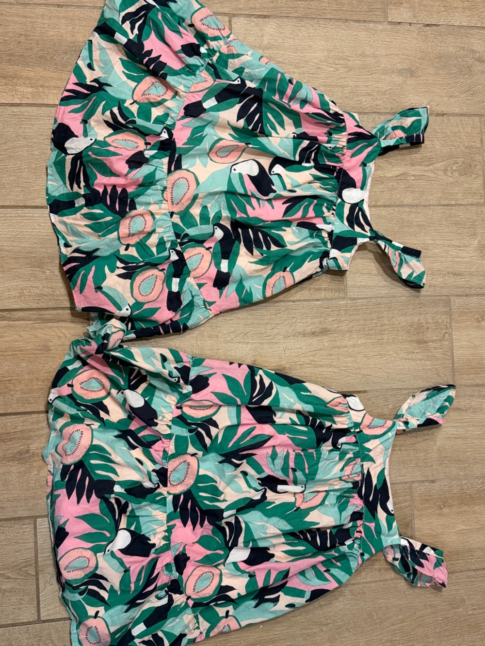 Janie and Jack Tropical Pink Green Leaf Print Sundress
